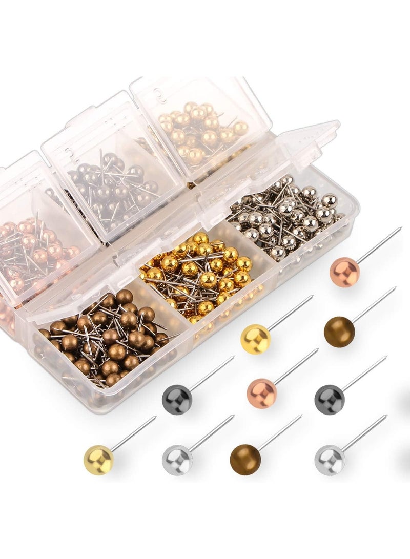 Yalis Push Pins Map Tacks 1/8-Inch Metallic Color Beads Head Marking Pins, 6 Colors, 360-count - Image 4