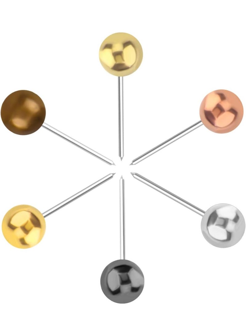 Yalis Push Pins Map Tacks 1/8-Inch Metallic Color Beads Head Marking Pins, 6 Colors, 360-count - Image 1