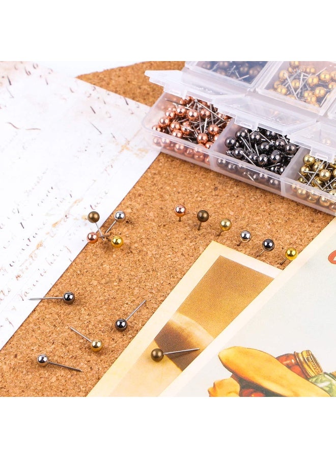 Yalis Push Pins Map Tacks 1/8-Inch Metallic Color Beads Head Marking Pins, 6 Colors, 360-count - Image 5