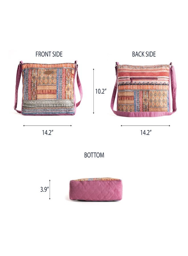 ميزون دي هيرمين حقائب يد نسائية من Maison d' Hermine، حقيبة كتف قطنية للتسوق والسفر والاستخدام اليومي، حقيبة كروس بودي، حقيبة كتف متعددة الجيوب بسحابات (إصفهان) - Image 3