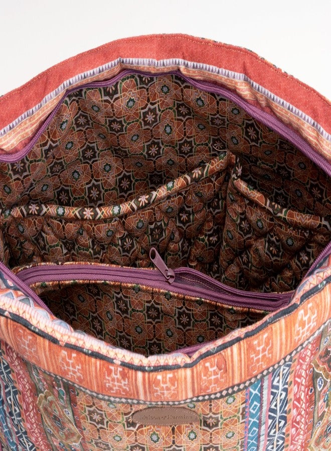 ميزون دي هيرمين حقائب يد نسائية من Maison d' Hermine، حقيبة كتف قطنية للتسوق والسفر والاستخدام اليومي، حقيبة كروس بودي، حقيبة كتف متعددة الجيوب بسحابات (إصفهان) - Image 5