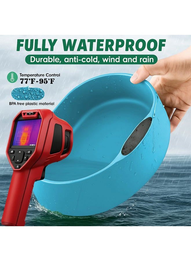Higoro Heated Water Bowl for Dog Cat, Outdoor Warming Dog Bowl with Chew Resistant Power Cord, Waterproof Heat Pet Bowl Smart Heating in Winter Antifreeze for Dog Cat Chicken Duck, 125 fl oz (Teal Blue) - Image 2
