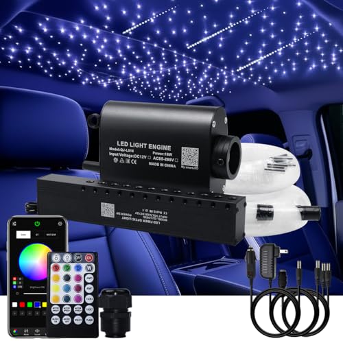 AKEPO Shooting Star Starlights Headliner Kit, 430pcs Mixed Dia. Optical Fiber Strands 9.8ft/3m with Shooting Star Effect 16W APP/Remote Control Music Activated Effect Fiber Optic Lights - Image 1