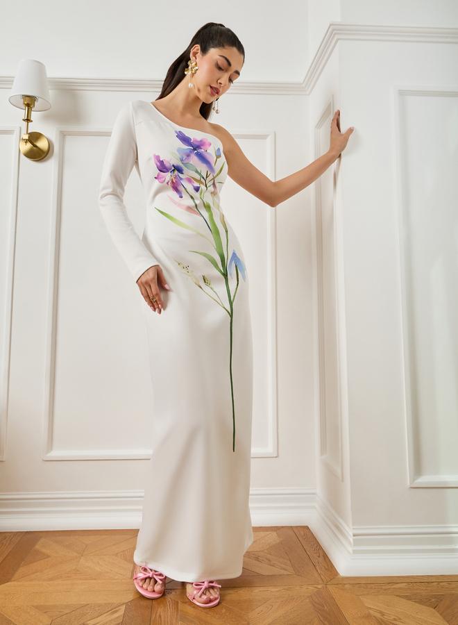 Styli Women Off-White Floral Print A-Line Maxi Dress - Image 4