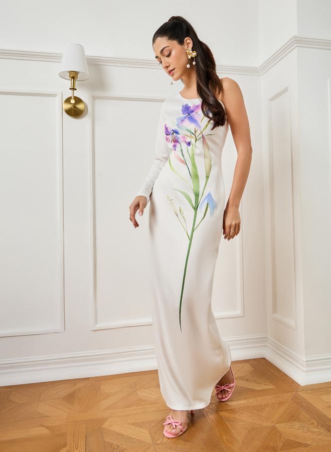 Styli Women Off-White Floral Print A-Line Maxi Dress - Image 3