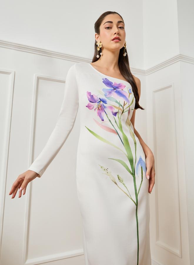 Styli Women Off-White Floral Print A-Line Maxi Dress - Image 2