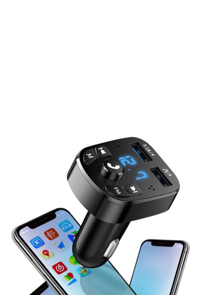مشغل سيارة MP3 متعدد الوظائف مع مستقبل بلوتوث FM - شحن سريع بواسطة منفذي USB مزدوج للسيارة مع موسيقى السيارة وتوفير محرك ذاكرة USB - Image 5