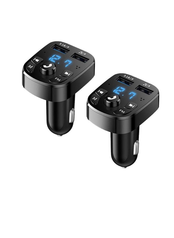مشغل سيارة MP3 متعدد الوظائف مع مستقبل بلوتوث FM - شحن سريع بواسطة منفذي USB مزدوج للسيارة مع موسيقى السيارة وتوفير محرك ذاكرة USB - Image 1