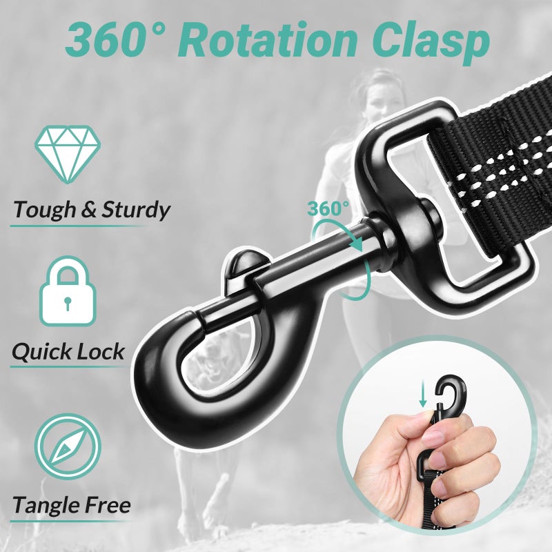 rabbitgoo Tactical Bungee Dog Leash with Shock Absorption, Military Training Leash with 2 Padded Control Handles for Medium Large Dogs, 6FT, Black - Image 3