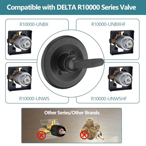 Ultrimkit Replacement for Delta 13/14 Series Shower Trim Kit, Shower Cover Plate with Handle (Valve& Catridge Not Inclued) (Matte Black) - Image 3