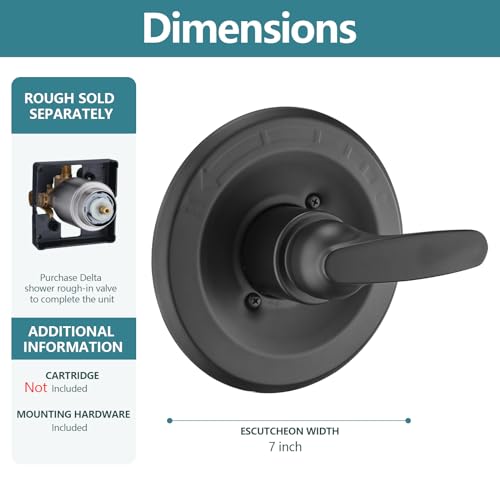 Ultrimkit Replacement for Delta 13/14 Series Shower Trim Kit, Shower Cover Plate with Handle (Valve& Catridge Not Inclued) (Matte Black) - Image 5