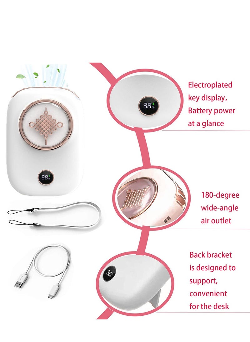 SYOSI Mini Hanging Neck Fan Portable Eyelash Fan Necklace Fan with Adjustable Lanyard and Bracket USB Rechargeable Hands Free for Women Kids Girls Men Outdoor Travel Camping - Image 2