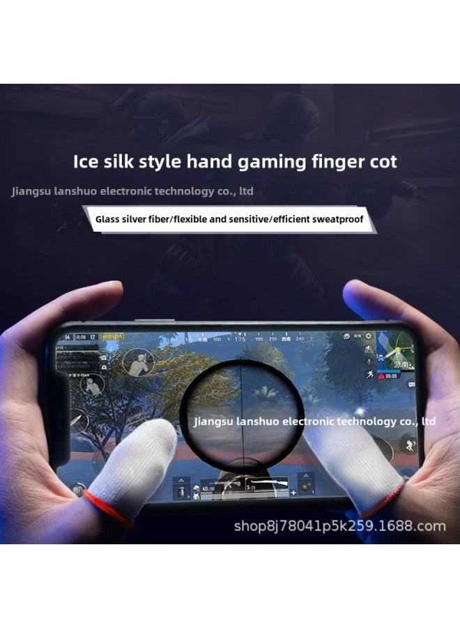 Silver Fiber Ultra-thin Chicken Finger Sleeve Game Finger Sleeve Walking Artifact Breathable Hand Swimming Finger Sleeve Anti-sweat Professional-Product Color:Glass Silver Fiber White Black Edge  - Image 3