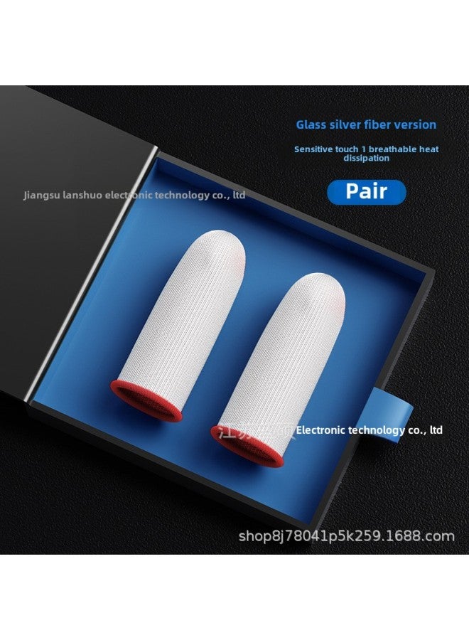 Silver Fiber Ultra-thin Chicken Finger Sleeve Game Finger Sleeve Walking Artifact Breathable Hand Swimming Finger Sleeve Anti-sweat Professional-Product Color:Glass Silver Fiber White Black Edge  - Image 2