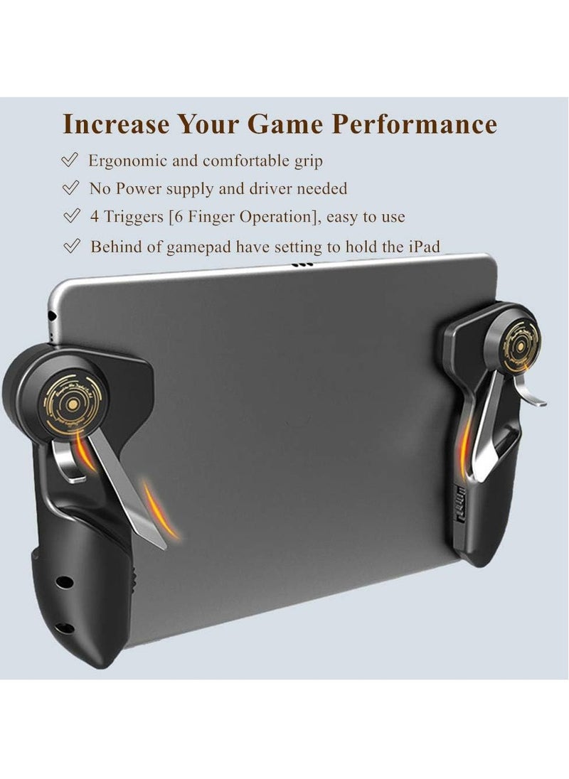 spa luxetique PUBG Controller for Tablet - Mzpre 4 Triggers [6 Finger Operation] Sensitive Shoot Aim Trigger Gamepad Grip, Support 10-12.9 inch iPad & Tablet (Thickness < 10mm), Black  - Image 2
