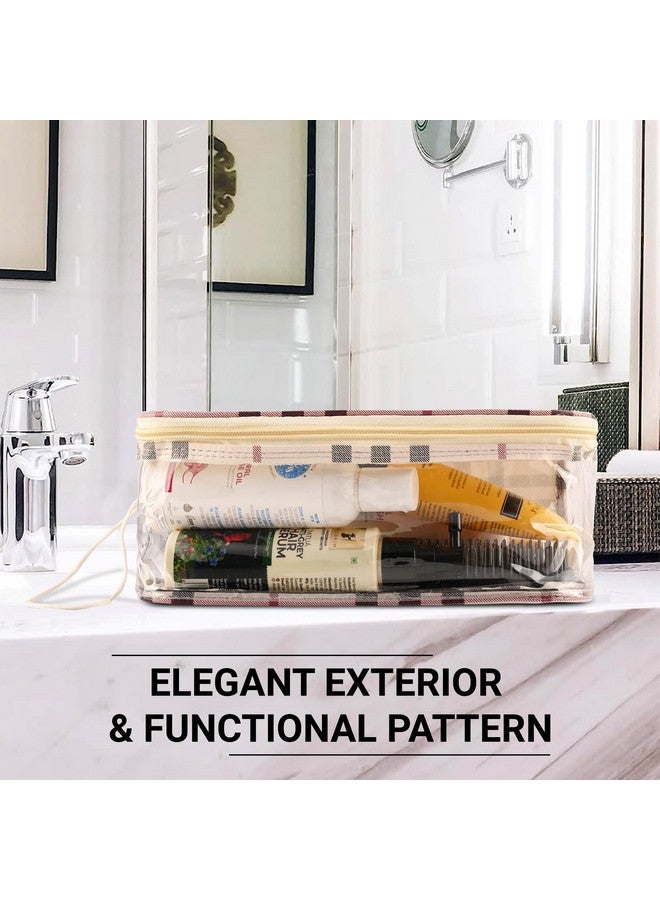 Hearts Makeup Storage Bag | Cosmetic Storage Box | Jewellery Box For Women | Travel Pouch | Transparent Makeup Kit | 4 Different Pouch | Checkdori Vanity Pouch | Cream - Image 4