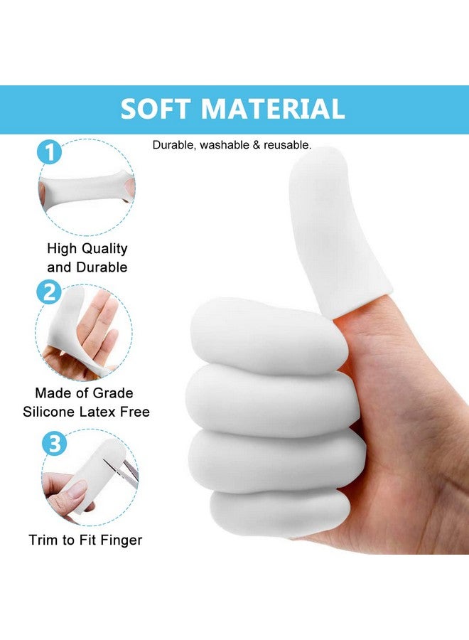 maycreate MAYCREATE® 10pcs finger protection, Gel Finger Support Protector Gloves, Gel Finger Cots/Covers for Trigger Finger Hand Eczema Finger Cracking Finger Arthritis, White - Image 3