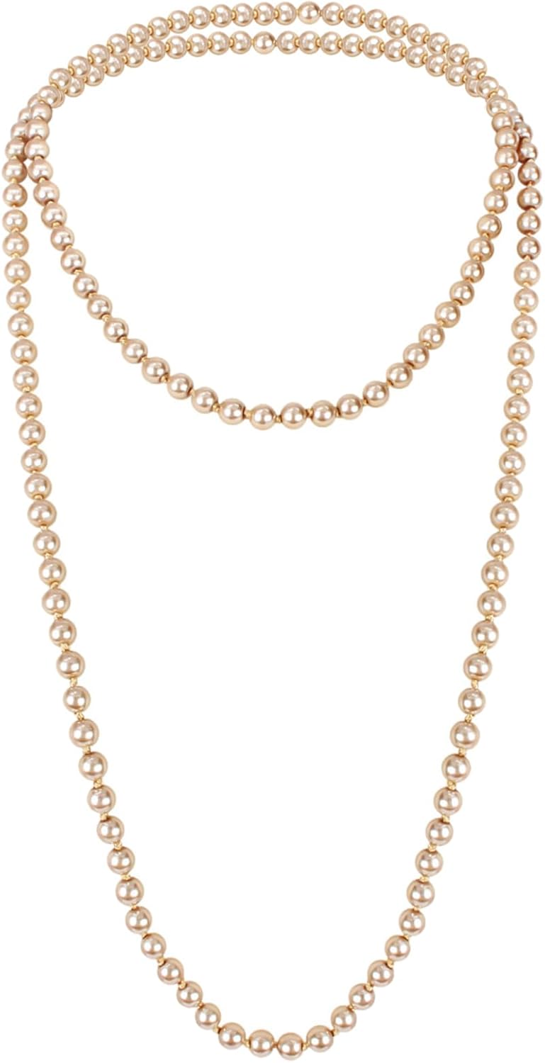 KOSMOS-LI Fashion Faux Pearls Pendants 1920s Beads Cluster Long Pearl Necklace for Costume Party Jewelry 55" - Image 1