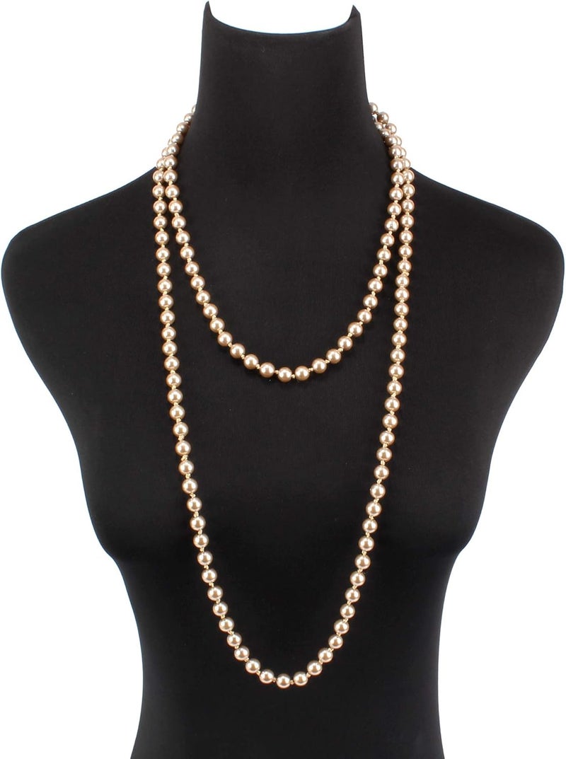 KOSMOS-LI Fashion Faux Pearls Pendants 1920s Beads Cluster Long Pearl Necklace for Costume Party Jewelry 55" - Image 3