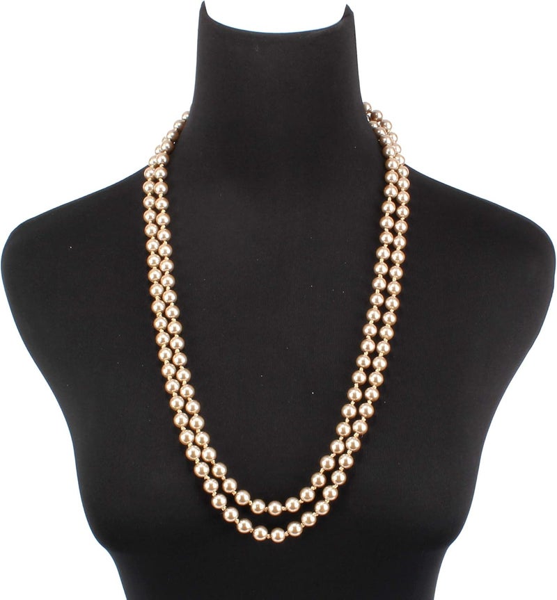 KOSMOS-LI Fashion Faux Pearls Pendants 1920s Beads Cluster Long Pearl Necklace for Costume Party Jewelry 55" - Image 4