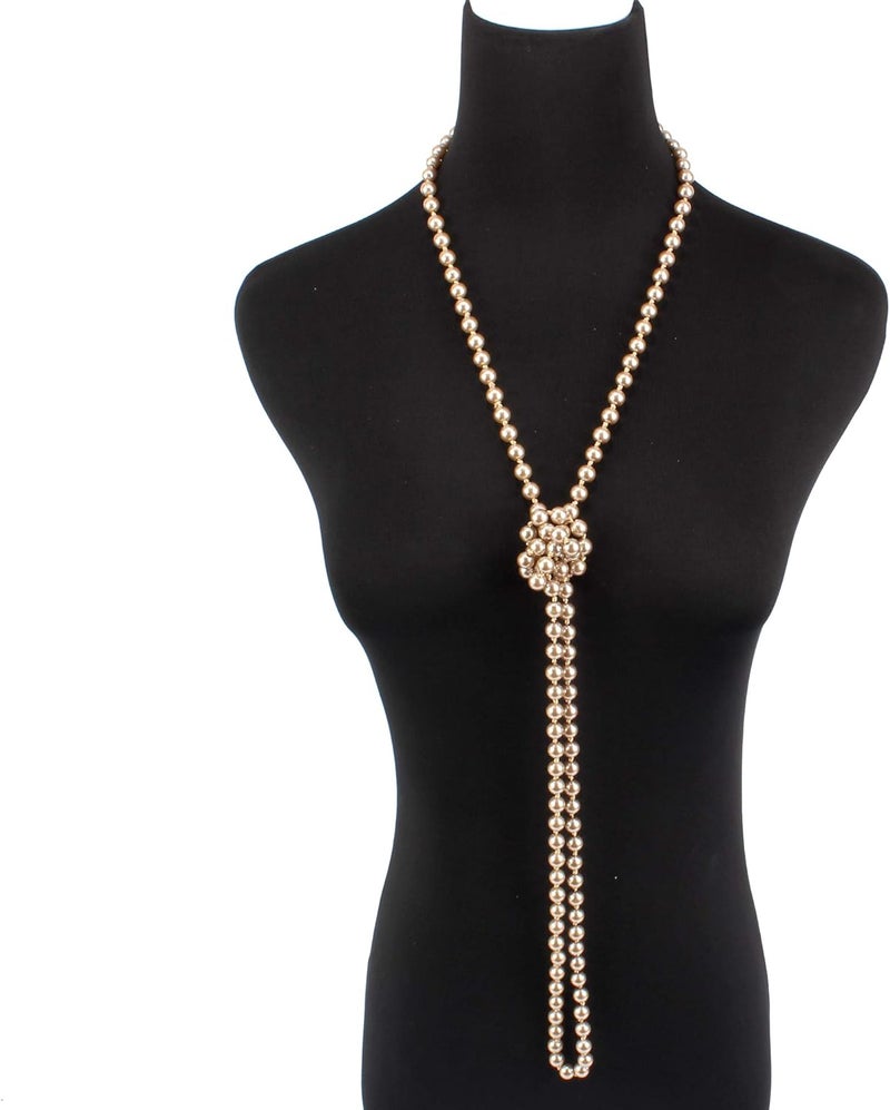KOSMOS-LI Fashion Faux Pearls Pendants 1920s Beads Cluster Long Pearl Necklace for Costume Party Jewelry 55" - Image 5