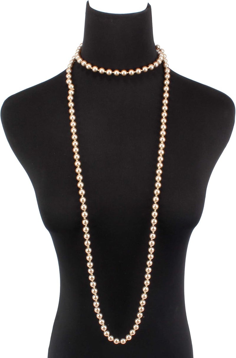 KOSMOS-LI Fashion Faux Pearls Pendants 1920s Beads Cluster Long Pearl Necklace for Costume Party Jewelry 55" - Image 2