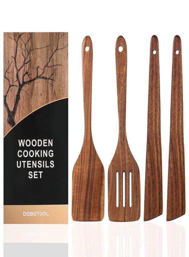 DEBETOOL 4piece Wooden Spatula for Nonstick Cookware - Acacia Wood Spatula for Cooking Frying, Baking, Idea Kitchen Gift for Mother and Grandma - Image 1