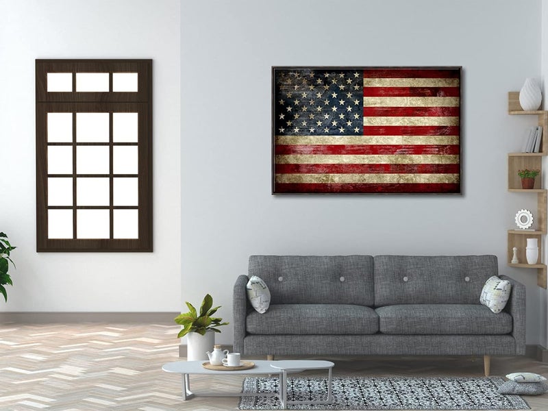 Pyradecor Old Vintage American Flag Canvas Prints Wall Art Pictures Paintings for Living Room Office Home Decorations Modern Abstract Landscape Artwork 24x36inchx1pc(Framed) - Image 3
