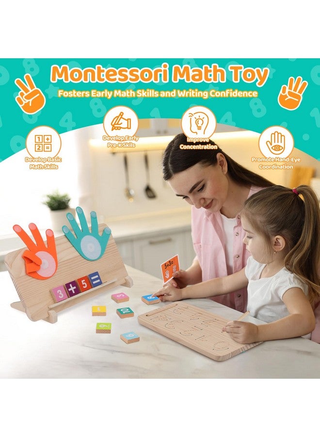 JAiiMen Montessori Learning Toys for Toddlers 2-4, Double-Sided Finger Counting & Number Tracing Board, Colorful Number Blocks, Solid Pine Wood Educational Math Toy for Kids Boys Girls Ages 1 3 5 Year Old - Image 3
