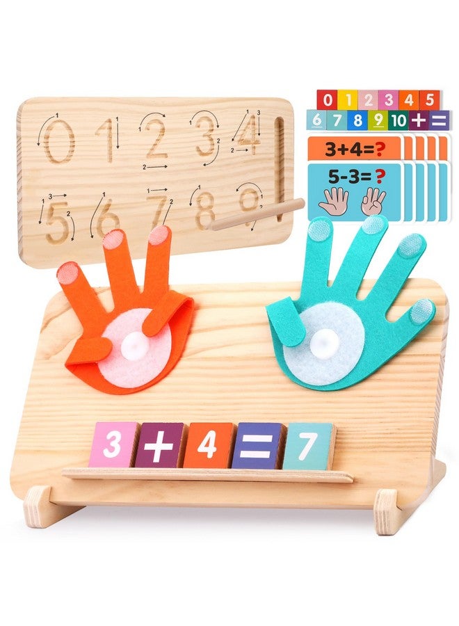 JAiiMen Montessori Learning Toys for Toddlers 2-4, Double-Sided Finger Counting & Number Tracing Board, Colorful Number Blocks, Solid Pine Wood Educational Math Toy for Kids Boys Girls Ages 1 3 5 Year Old - Image 1