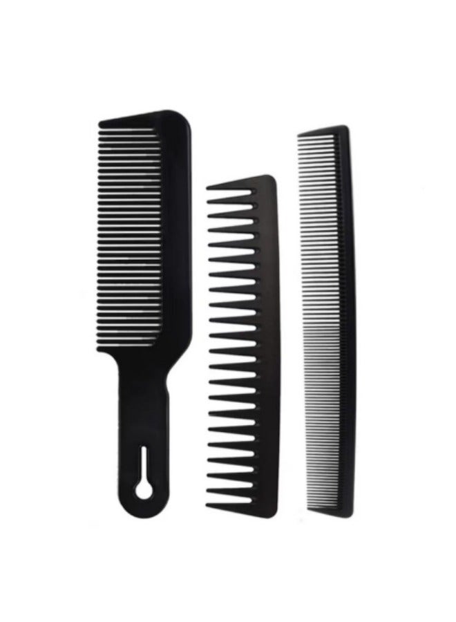 طقم مشط أسود مكون من 3 قطع، مشط واسع الأسنان لفك تشابك الشعر، مجموعة مشط لتصفيف الشعر - Image 1