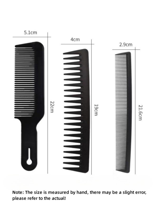 طقم مشط أسود مكون من 3 قطع، مشط واسع الأسنان لفك تشابك الشعر، مجموعة مشط لتصفيف الشعر - Image 3