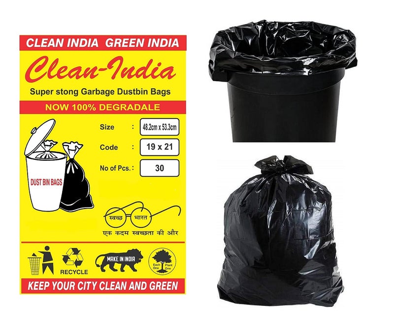 Clean India - Plastic Garbage Bags/Dustbin Bags, Medium (19X21 Inches) 30 Bags X 8 Packets (M (240 Bags Piece, Black) - Image 2