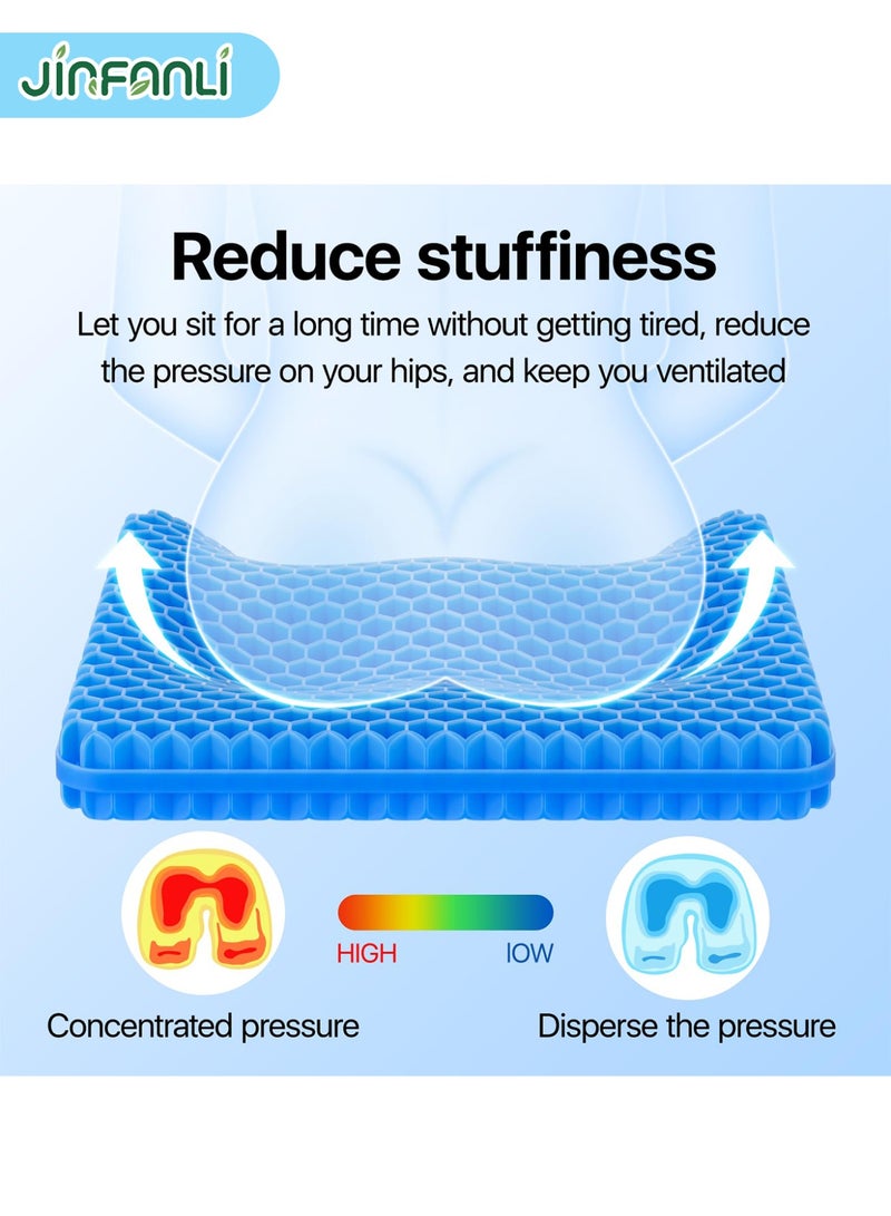 جين فان ل أنا وسادة مقعد من الجل، وسادة مقعد تبريد سميكة كبيرة قابلة للتهوية بتصميم قرص العسل تمتص نقاط الضغط وسادة مقعد مع غطاء غير قابل للانزلاق وسادة جل لكرسي المكتب والمنزل ووسادة مقعد السيارة للكرسي المتحرك - Image 3