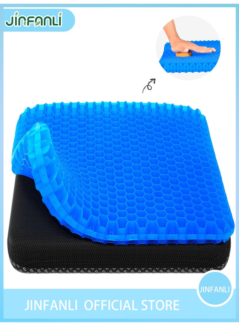 جين فان ل أنا وسادة مقعد من الجل، وسادة مقعد تبريد سميكة كبيرة قابلة للتهوية بتصميم قرص العسل تمتص نقاط الضغط وسادة مقعد مع غطاء غير قابل للانزلاق وسادة جل لكرسي المكتب والمنزل ووسادة مقعد السيارة للكرسي المتحرك - Image 1