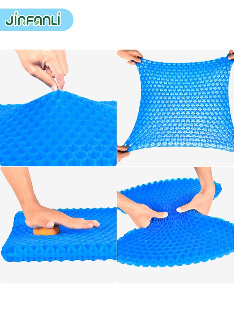 جين فان ل أنا وسادة مقعد من الجل، وسادة مقعد تبريد سميكة كبيرة قابلة للتهوية بتصميم قرص العسل تمتص نقاط الضغط وسادة مقعد مع غطاء غير قابل للانزلاق وسادة جل لكرسي المكتب والمنزل ووسادة مقعد السيارة للكرسي المتحرك - Image 2