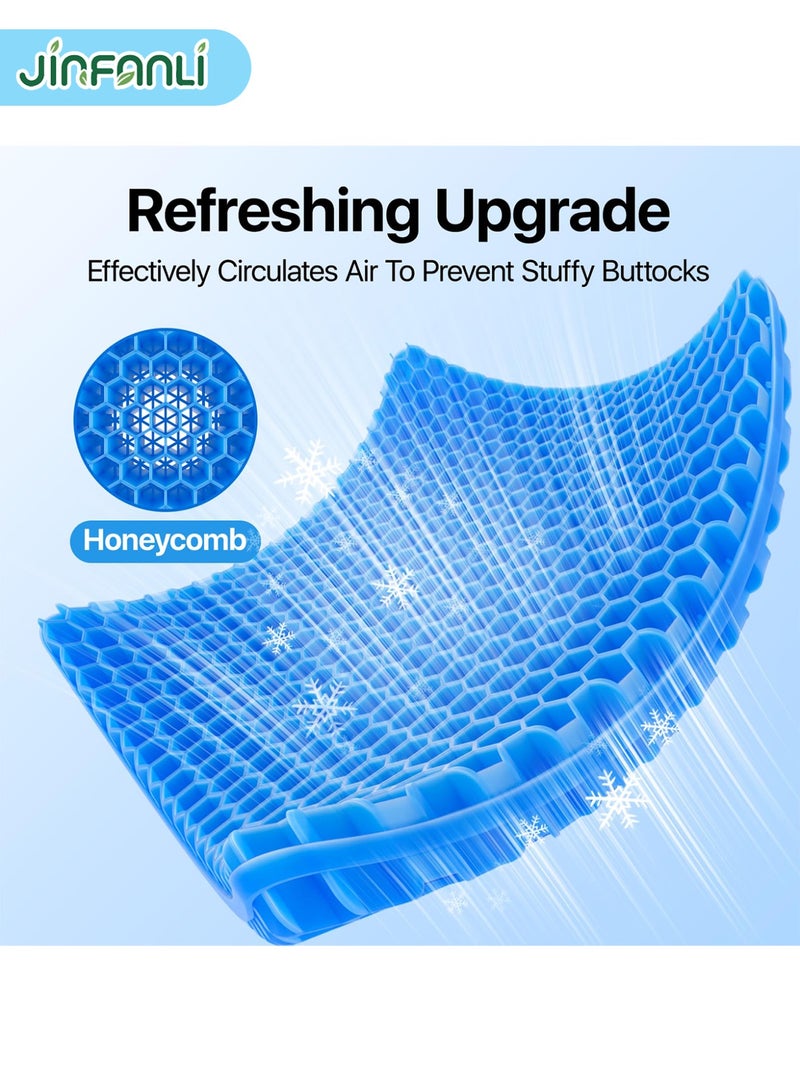 جين فان ل أنا وسادة مقعد من الجل، وسادة مقعد تبريد سميكة كبيرة قابلة للتهوية بتصميم قرص العسل تمتص نقاط الضغط وسادة مقعد مع غطاء غير قابل للانزلاق وسادة جل لكرسي المكتب والمنزل ووسادة مقعد السيارة للكرسي المتحرك - Image 4