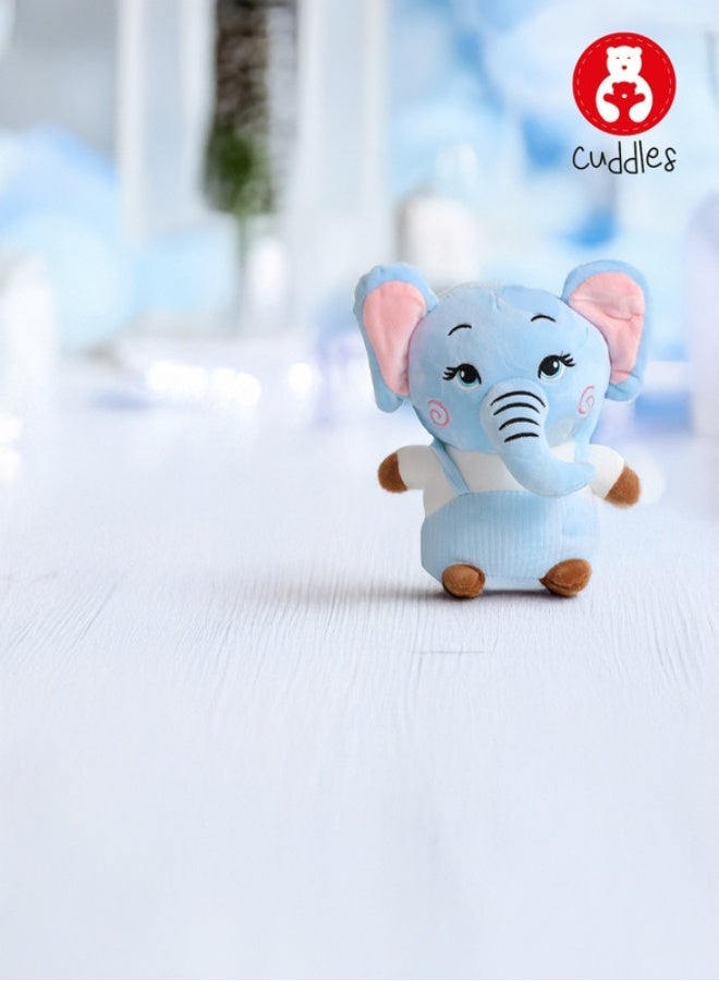 Cuddles Adorable Marshmallow Elephant With Dungree Plush Stuffed Animal Toy 20cm-Grey or Blue - ASSORTED - Image 2