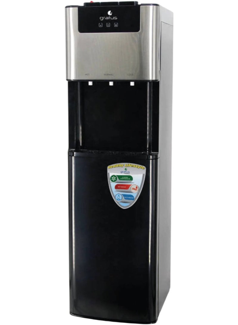 Gratus 3 Tap Bottom Loading Water Dispenser, Bottom Load Design, High Efficiency Compressor, Stainless Steel Water Tanks, Child Safety Lock, R134a Refrigerant, Black | GWDB413ACRCW - Image 1