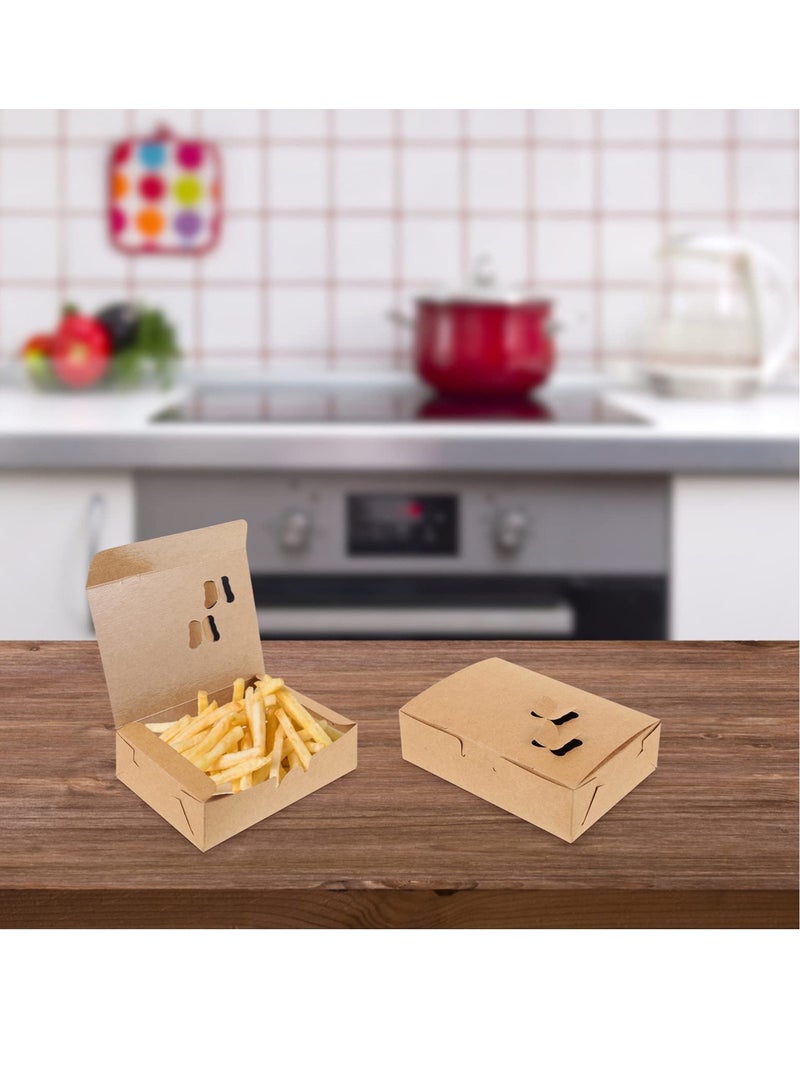 Excefore 50pcs Takeaway Food Paper Box Cupcake Carriers Microwave Safe Leak Grease Resistant for Restaurant and Catering - Image 5