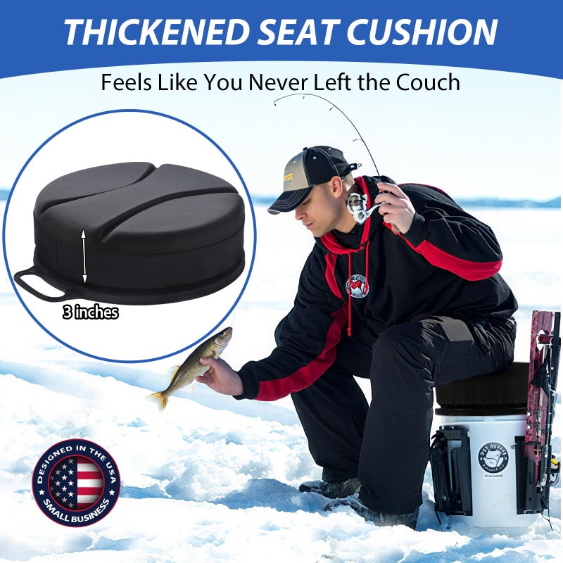 Presentastic 5 Gallon Bucket Seat with 3" Thick Seat Foam Cushion, 360Â°Swivel Bucket Lid Seat, Waterproof & Silent Bucket Seats for Ice Fishing, Baseball, Gardening and Camping - Image 3