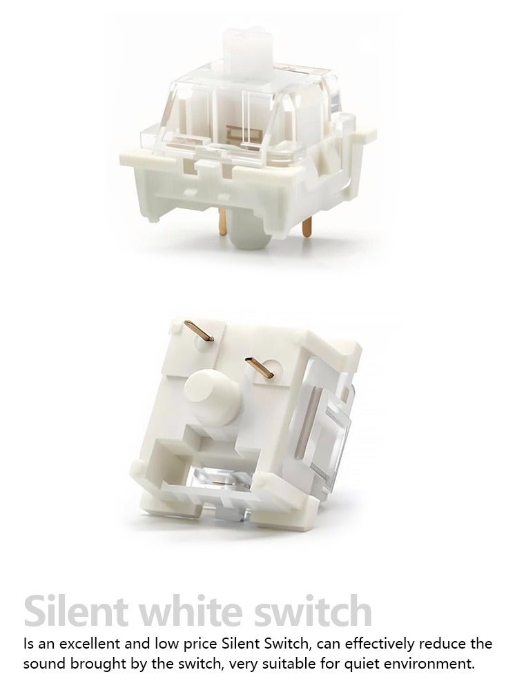 White Silent Switch 3-Pin Linear Tactile Clicky Switches Mechanical Keyboard Low-Noise RGB Gaming Axles - Image 3