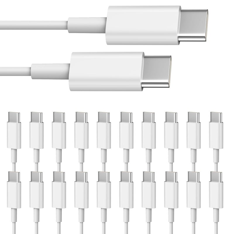 Smays USB C to USB C Cable 20-Pack Bulk, 3ft Type C Charging and Data Cord Multipack White - Image 1