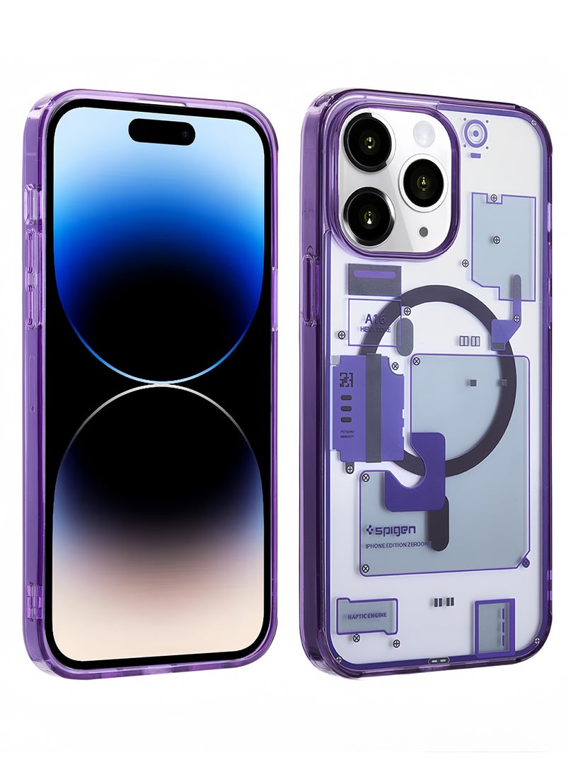 Suitable for iPhone 15 mobile phone protective case magnetic anti-fall hard protective cover purple - Image 1