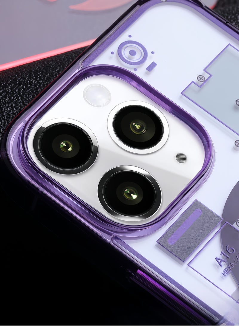 Suitable for iPhone 15 mobile phone protective case magnetic anti-fall hard protective cover purple - Image 2