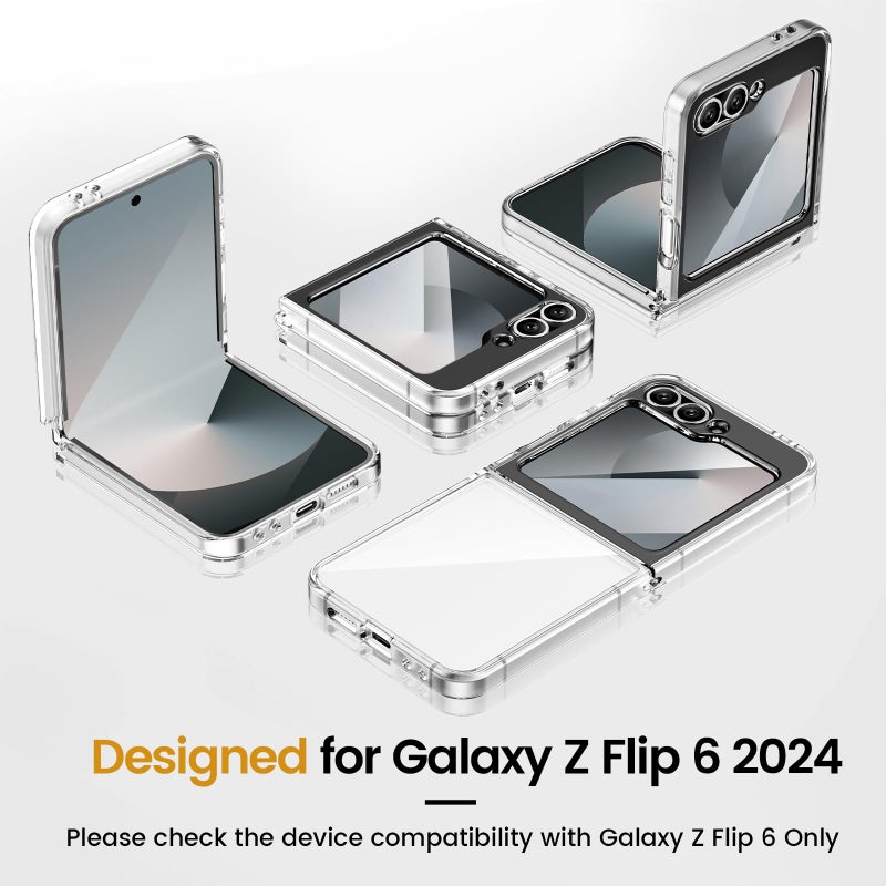 VEGO for Samsung Galaxy Z Flip 6 Case with Screen Protector, TPU Crystal Anti-Yellow & Ultra Slim & Wear-Resistant, Spray Paint Bumper Phone Cover for Flip 6 - Full Clear - Image 3