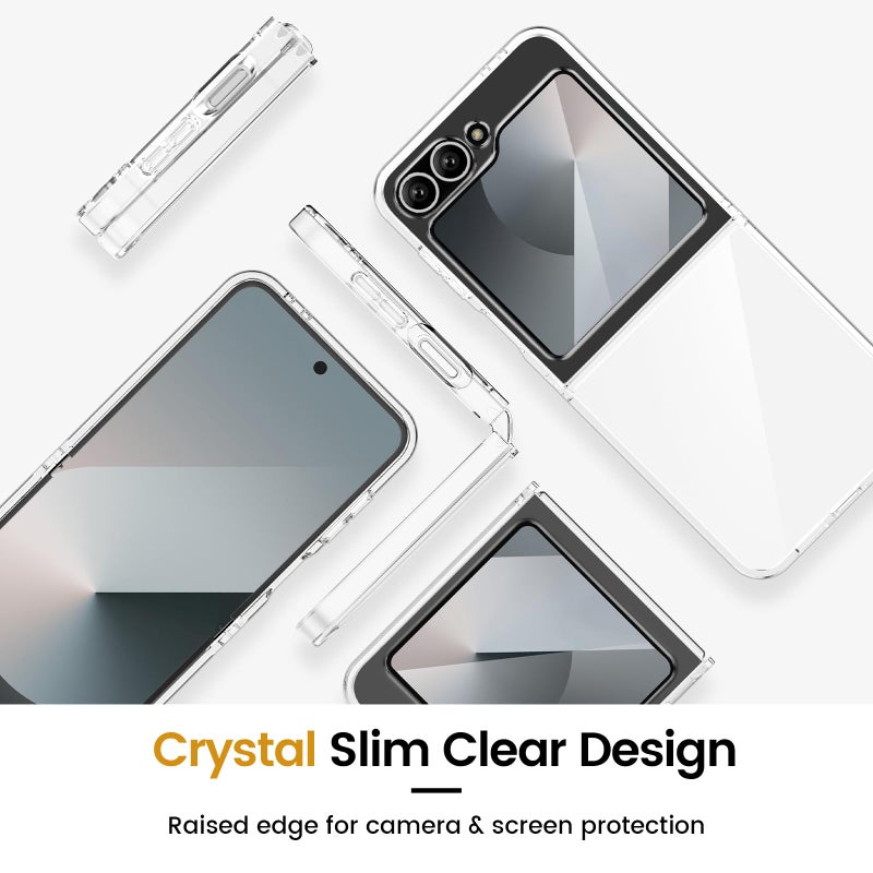 VEGO for Samsung Galaxy Z Flip 6 Case with Screen Protector, TPU Crystal Anti-Yellow & Ultra Slim & Wear-Resistant, Spray Paint Bumper Phone Cover for Flip 6 - Full Clear - Image 5