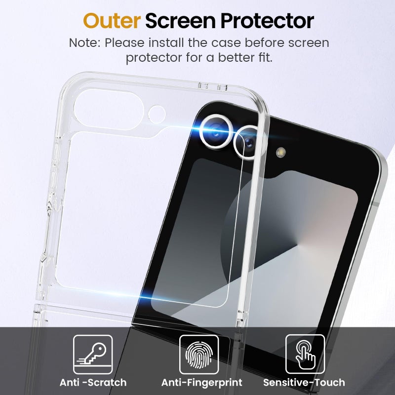 VEGO for Samsung Galaxy Z Flip 6 Case with Screen Protector, TPU Crystal Anti-Yellow & Ultra Slim & Wear-Resistant, Spray Paint Bumper Phone Cover for Flip 6 - Full Clear - Image 4