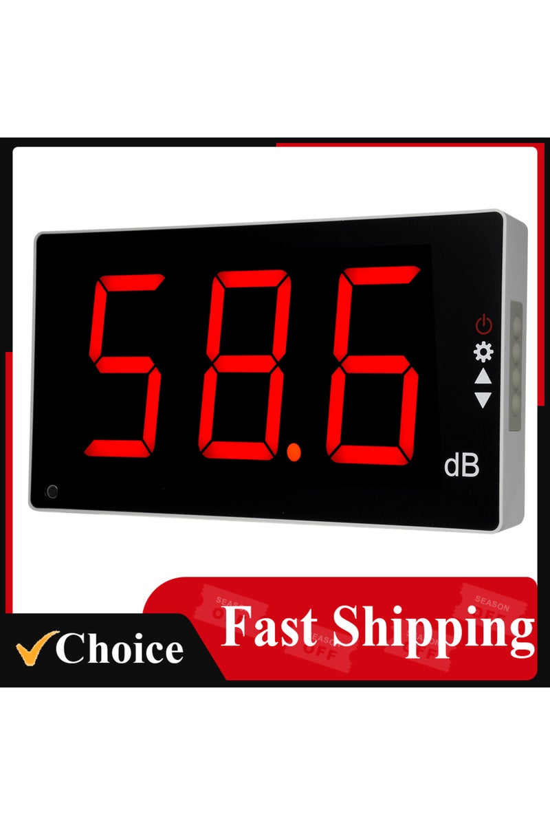 إيروريكس مقياس مستوى الصوت بشاشة LCD كبيرة، مقياس مستوى الصوت الرقمي المثبت على الحائط، مقياس الضوضاء الرقمي... - Image 1