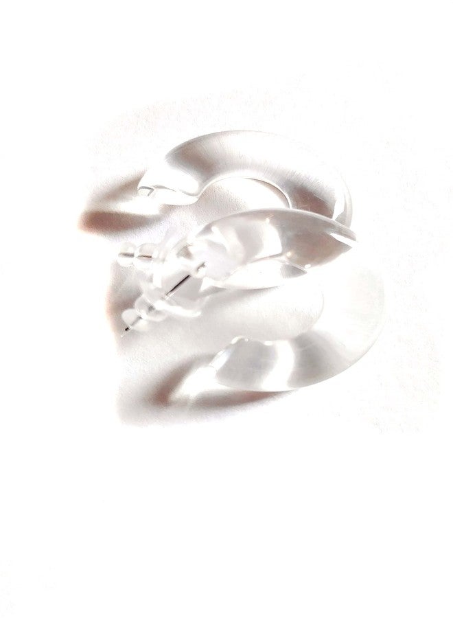 Divas Diggables Lucite Earrings Clear Thick Hoop Earrings 1 inch Hoops Vintage Hoops - Image 1